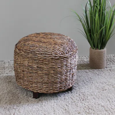 International Caravan Arizona Abaca Round Cushioned Top Stool In Blue