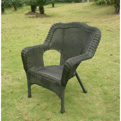 International Caravan Camelback Resin Wicker Patio Chairs (set Of 2) In Black