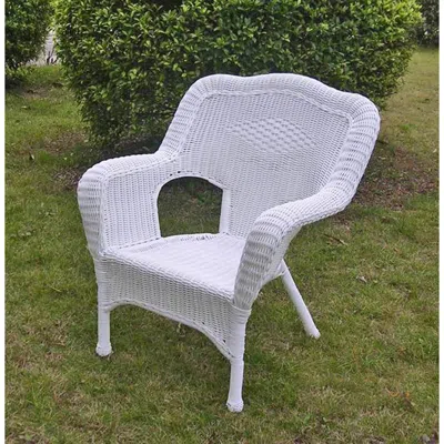 International Caravan Camelback Resin Wicker Patio Chairs, White (set Of 2)