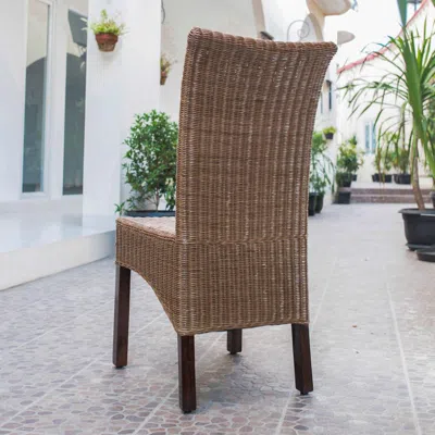 International Caravan Campbell Rattan Wicker Stained Dining Chair