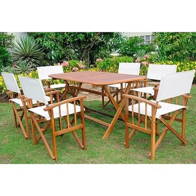 International Caravan Cariati Acacia Wood 7 Piece Patio Group In Brown