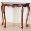 International Caravan Carved Four Leg Scalloped Wall Table In Brown