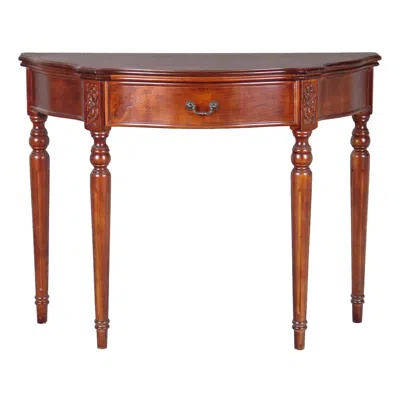 International Caravan Carved Wood Half Moon Table