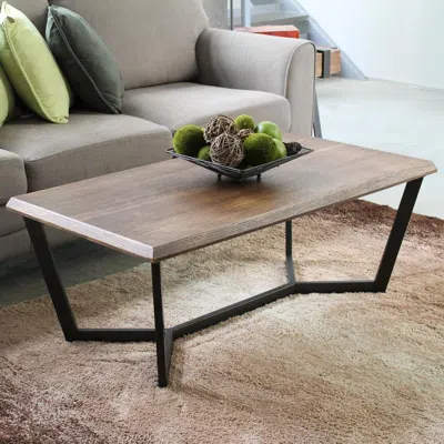International Caravan Hamburg Contemporary Contemporary Mdf/metal Coffee Table In Brown