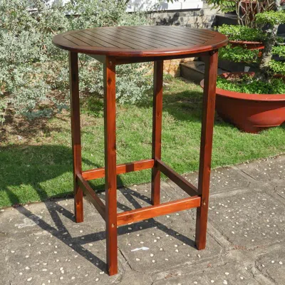 International Caravan Highland Acacia Americana 33-inch Round Bar Height Table In Orange