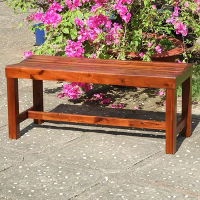 International Caravan Highland Acacia Americana 42-inch Backless Bench With Contoured Seat
