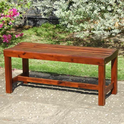 International Caravan Highland Acacia Americana 55-inch Backless Bench With Contoured Seat In Brown