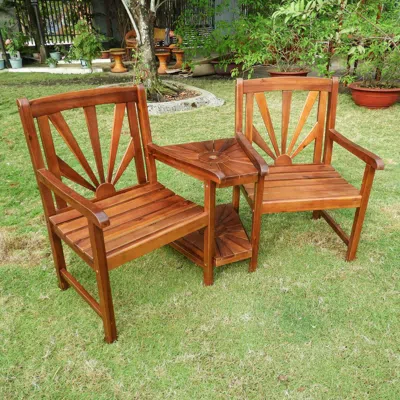 International Caravan Highland Acacia Sapporo Tete-a-tete Double Conversational Chair