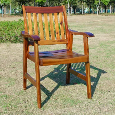 International Caravan Highland Acacia Texana Arm Chair, Stain
