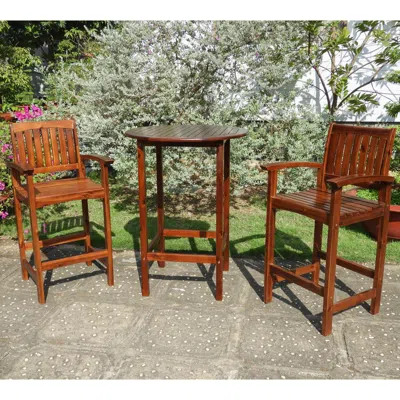 International Caravan Highland Bar Height Bistro Set, Stain In Brown