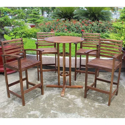 International Caravan Highland Bar Height Set Of Five Dining Set, Stain