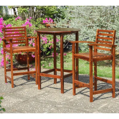 International Caravan Highland Outdoor Bar Height Bistro Set, Stain