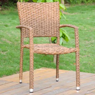 International Caravan Ibiza Resin Pandan Aluminum Square Back Dining Chair (set Of 2) In Blue