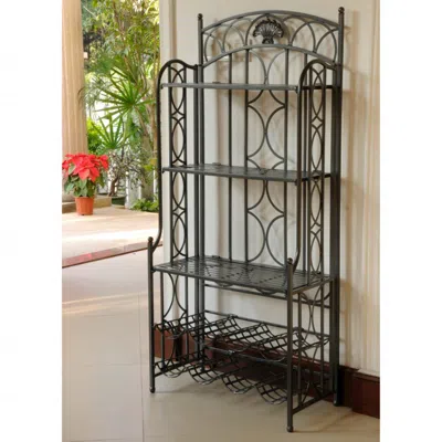 International Caravan Iron 5-tier Bakers Rack In Black