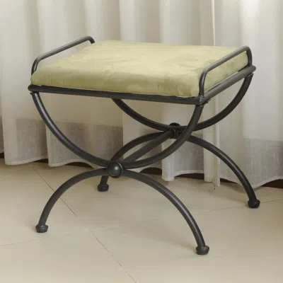 International Caravan Iron Upholstered Vanity Stool