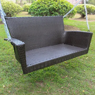 International Caravan Kingston Resin Wicker/steel Contemporary Hanging Swing