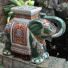 International Caravan Large Porcelain Elephant Stool-green