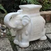 International Caravan Large Porcelain Elephant Stool-white Wash