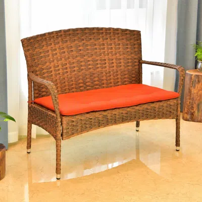 International Caravan Majorca Resin Pandan Steel Loveseat With Cushions In Brown