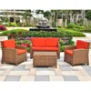 International Caravan Majorca Resin Pandan Weave Contemporay Deep Seat Loveseat Group With Cushions In Brown