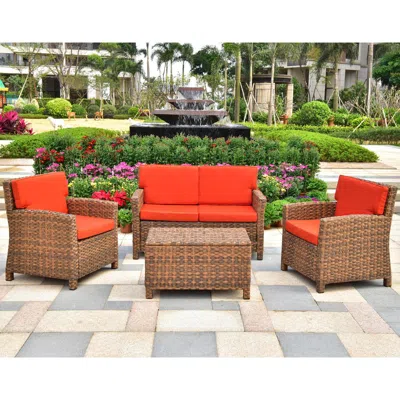 International Caravan Majorca Resin Pandan Weave Contemporay Deep Seat Loveseat Group With Cushions