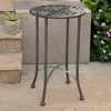 International Caravan Mandalay 16-inch Outdoor Side Table, Hammered Pewter