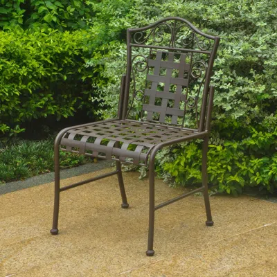 International Caravan Mandalay Iron Patio Set Of 2 Bistro Chairs In Brown