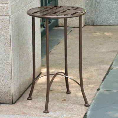 International Caravan Mandalay Iron Round Table In Brown