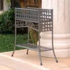 International Caravan Mandalay Rectangular Iron Plant Stand, Hammered Pewter