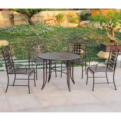 International Caravan Mandalay Set Of 5 Outdoor Dining Group In Brown
