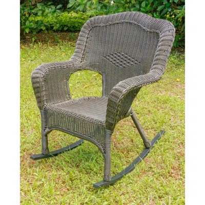 International Caravan Maui Camelback Resin Wicker/ Steel Outdoor Rocking Chair (set Of 1) - Antique Pecan In Gray