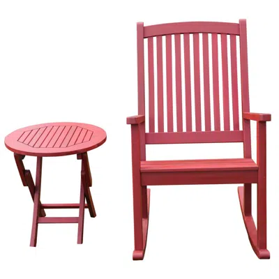 International Caravan Nicosia Acacia Wood Rocker And Side Table