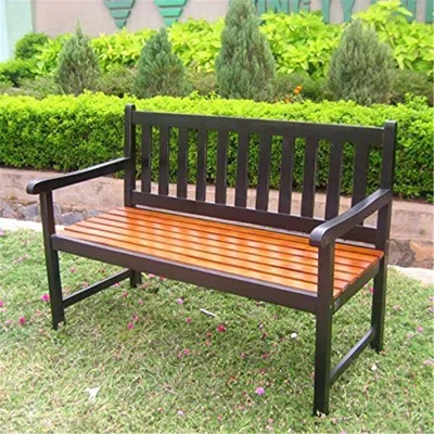 International Caravan Outdoor 4 Foot Wood Bench In Black