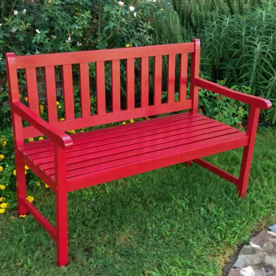 International Caravan Outdoor 4 Foot Wood Bench In Brown