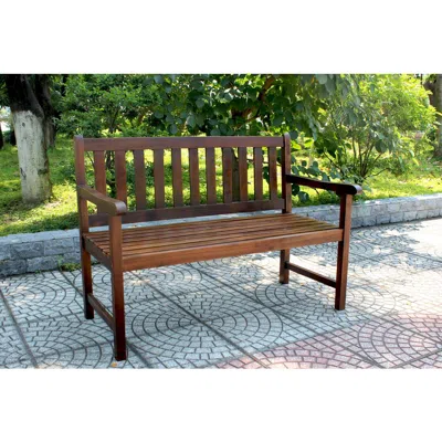 International Caravan Outdoor 4 Foot Wood Bench In Brown