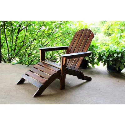 International Caravan Outdoor Adirondack Chair With Footrest