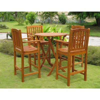 International Caravan Pontevedra Set Of 5 Bar Height Table Group In Brown