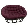 International Caravan Rattan Double Papasan Chair With Microsuede Cushion In Burgundy