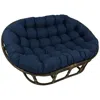 International Caravan Rattan Double Papasan Chair With Outdoor Cushion In Blue