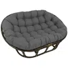 International Caravan Rattan Double Papasan Chair With Outdoor Cushion In Gray