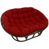 International Caravan Rattan Double Papasan Chair With Outdoor Cushion In Red