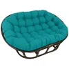 International Caravan Rattan Double Papasan Chair With Outdoor Cushion In Blue