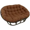 International Caravan Rattan Double Papasan Chair With Outdoor Cushion In Brown