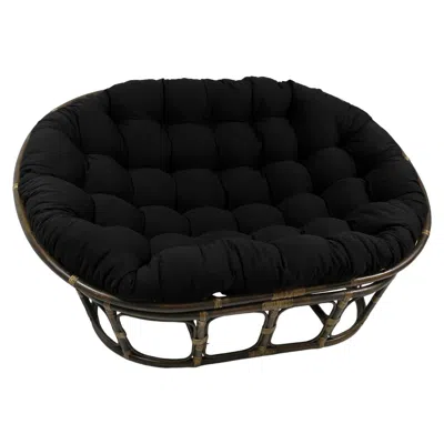 International Caravan Rattan Double Papasan Chair With Twill Cushion