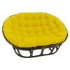 International Caravan Rattan Double Papasan Chair With Twill Cushion In Yellow