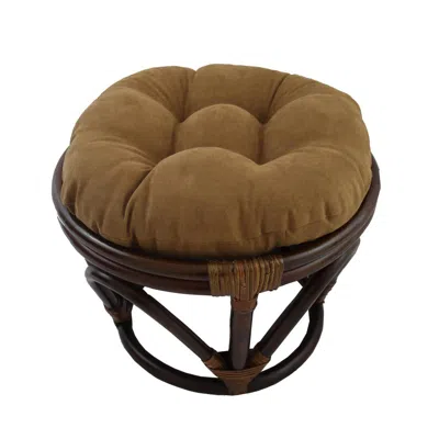 International Caravan Rattan Ottoman With Micro Suede Cushion