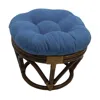 International Caravan Rattan Ottoman With Micro Suede Cushion In Blue