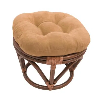 International Caravan Rattan Ottoman With Micro Suede Cushion