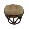 International Caravan Rattan Ottoman With Micro Suede Cushion In Brown