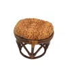 International Caravan Rattan Ottoman With Outdoor Fabric Cushion In Brown